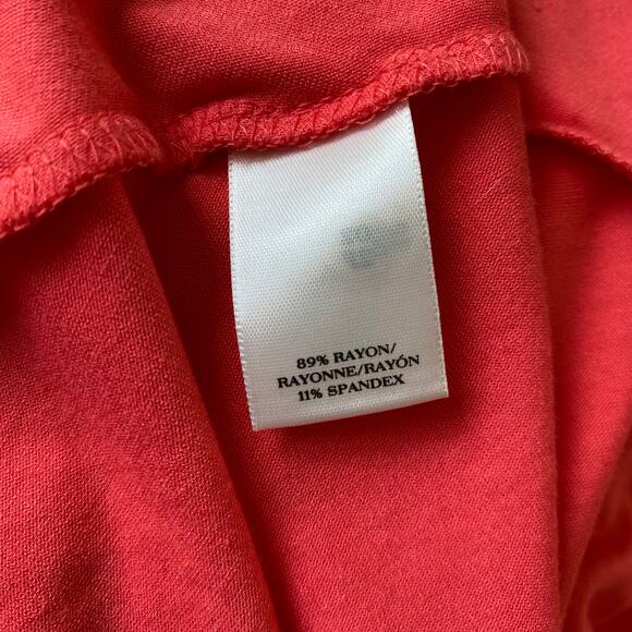 Ann Taylor High Waisted Maxi Skirt Women XL Coral Swing Flare Drapey Stretch - Picture 5 of 8